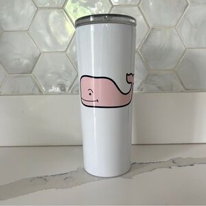 Vineyard Vines White Stainless Steel Tumbler with Pink Whale